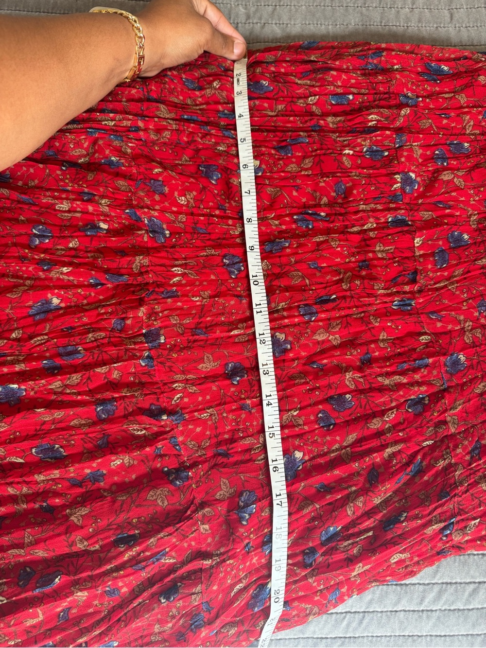 Christopher & Banks Red Floral Pleated Maxi Skirt-BoHo, Whimsical, Fairycore-M - Picture 7 of 7